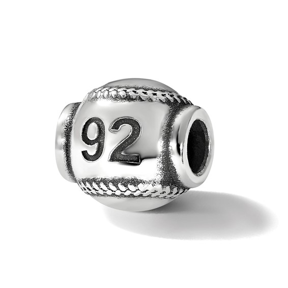 Sterling Silver Reflection Personalized Baseball Bead