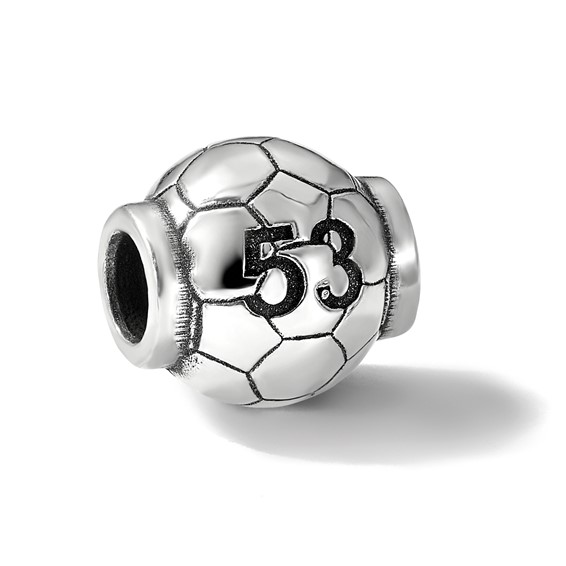 Sterling Silver Reflection Personalized Soccer Ball Bead