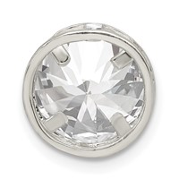Sterling Silver 10mm Round Bezel CZ Chain Slide view 4
