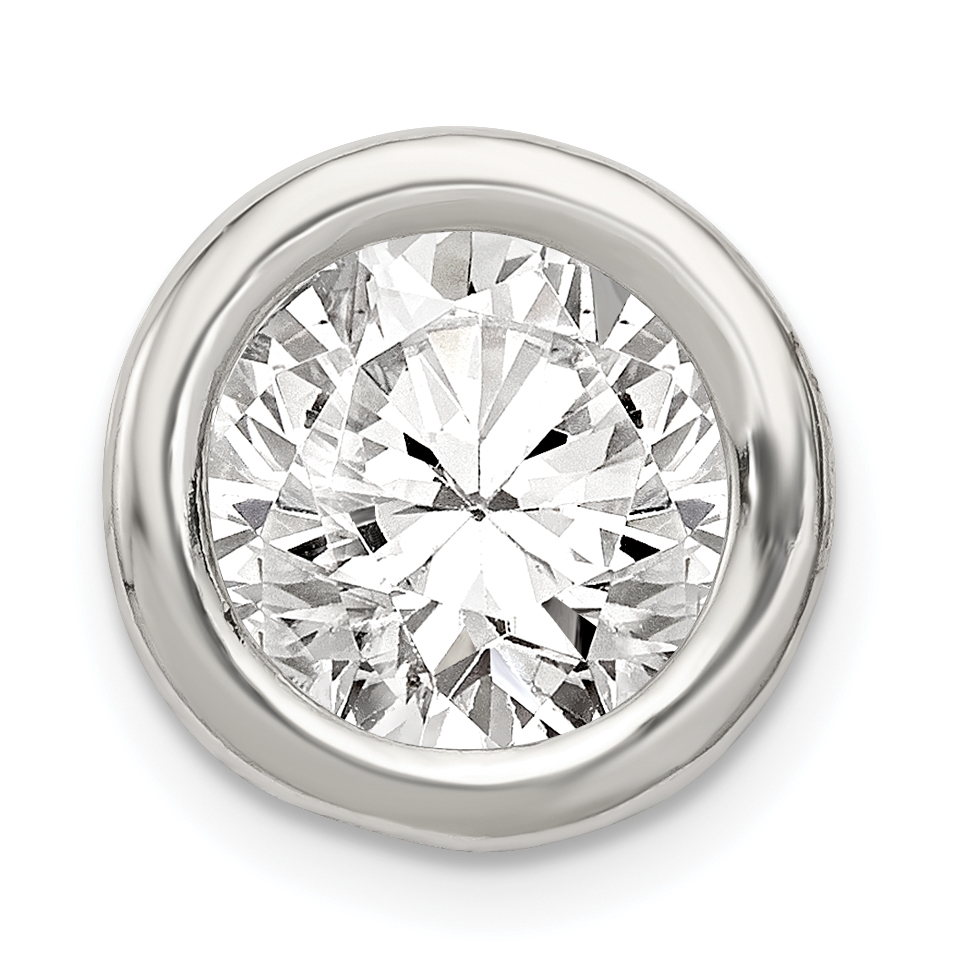 Sterling Silver Round CZ Chain Slide (QS18)