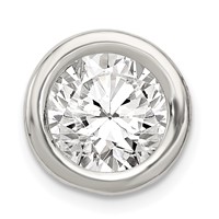 Sterling Silver 10mm Round Bezel CZ Chain Slide view 1