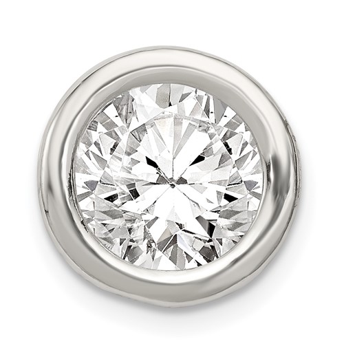 Sterling Silver 10mm Round Bezel CZ Chain Slide