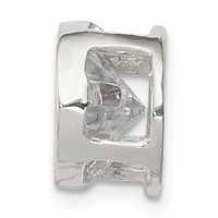 Sterling Silver 8mm Round Bezel CZ Chain Slide view 2