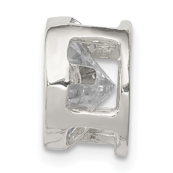 Sterling Silver Round CZ Chain Slide