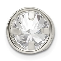 Sterling Silver 8mm Round Bezel CZ Chain Slide view 4