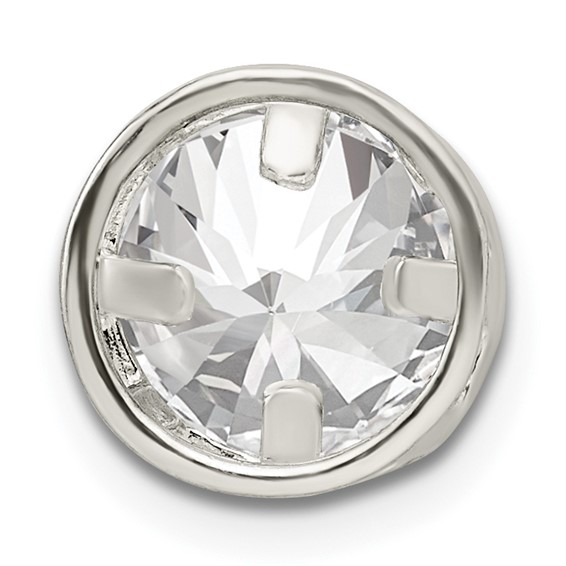 Sterling Silver Round CZ Chain Slide