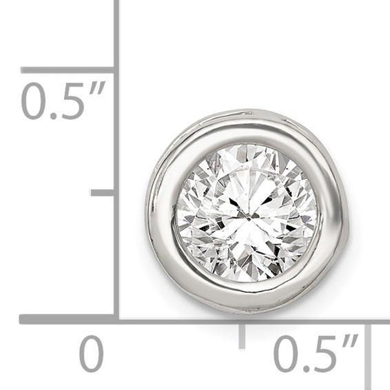 Sterling Silver Round CZ Chain Slide