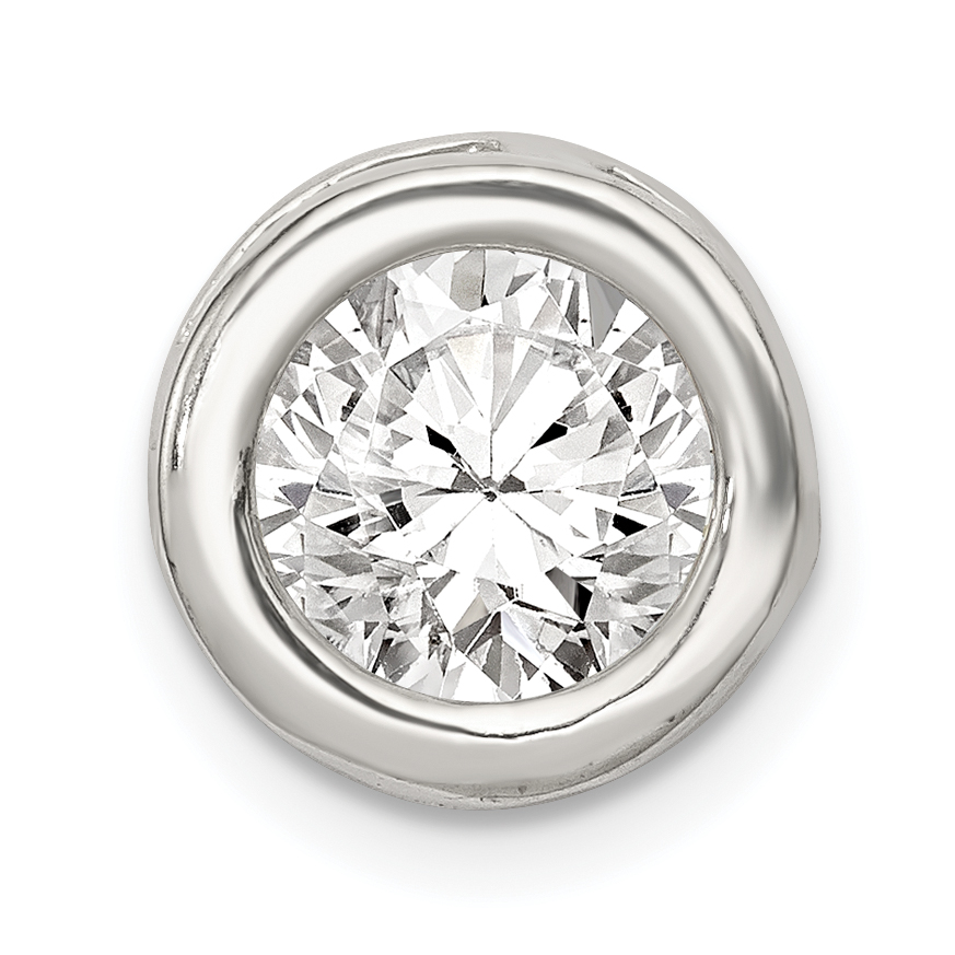 Sterling Silver Round CZ Chain Slide (QS19)
