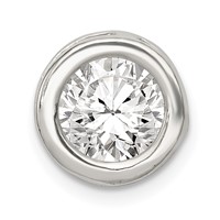 Sterling Silver 8mm Round Bezel CZ Chain Slide view 1