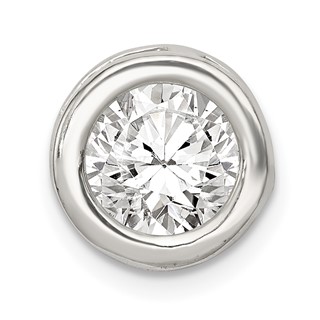 Sterling Silver Round CZ Chain Slide