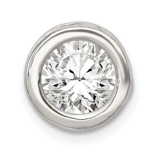 Sterling Silver 8mm Round Bezel CZ Chain Slide
