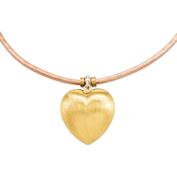 Sterling Silver Gold plated heart on round 18 in neck