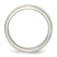Sterling Silver 5mm Satin Half Round Band with Edge Lines view 2