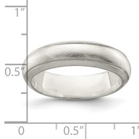 Sterling Silver 5mm Satin Half Round Band with Edge Lines view 3