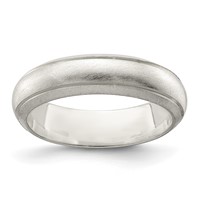 Sterling Silver 5mm Satin Half Round Band with Edge Lines view 1