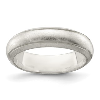 Sterling Silver 5mm Satin Half Round with Edge Lines Size 4 Band