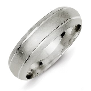Sterling Silver 6mm Satin Finish Band Rhodium Size 10.5
