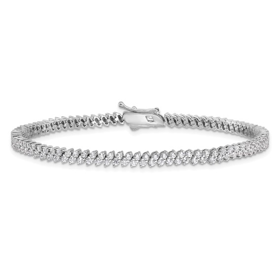 Sterling Shimmer Sterling Silver Rhodium-plated CZ 174 Stone 7 inch Bracelet