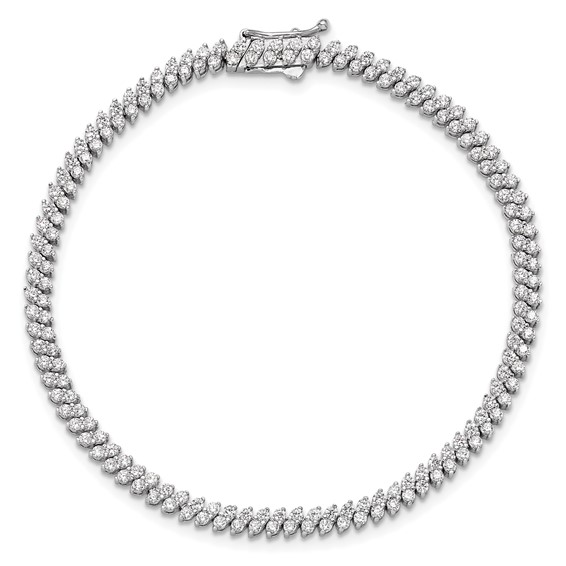 Sterling Shimmer Sterling Silver Rhodium-plated CZ 174 Stone 7 inch Bracelet