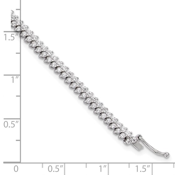 Sterling Shimmer Sterling Silver Rhodium-plated CZ 174 Stone 7 inch Bracelet