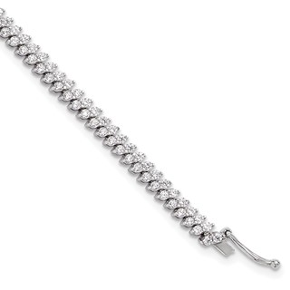 Sterling Shimmer Sterling Silver Rhodium-plated CZ 174 Stone 7 inch Bracelet