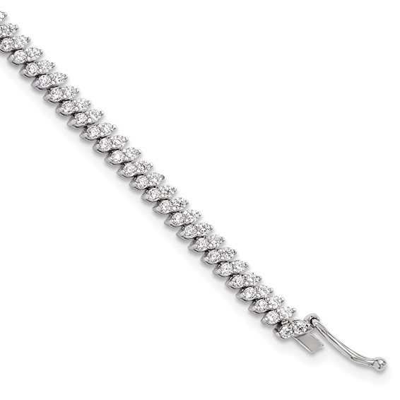 Sterling Shimmer Sterling Silver Rhodium-plated CZ 174 Stone 7 inch Bracelet