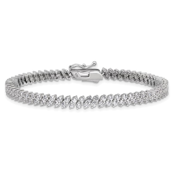Sterling Shimmer Sterling Silver Rhodium-plated CZ 138 Stone 7 inch Bracelet