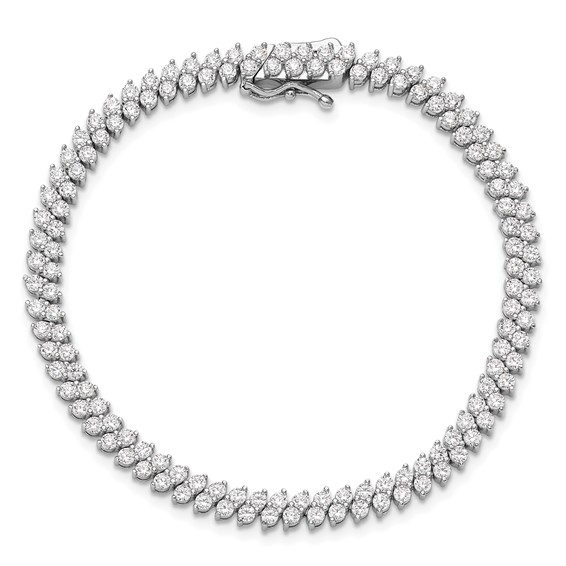 Sterling Shimmer Sterling Silver Rhodium-plated CZ 138 Stone 7 inch Bracelet