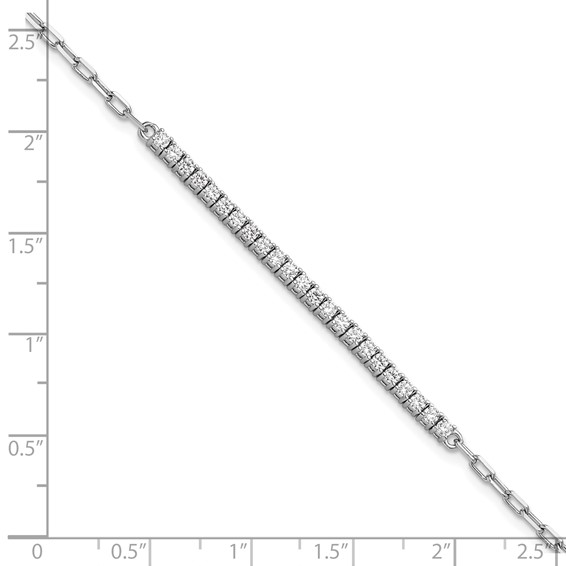 Sterling Silver Rhodium-Plated CZ Paperclip Bracelet