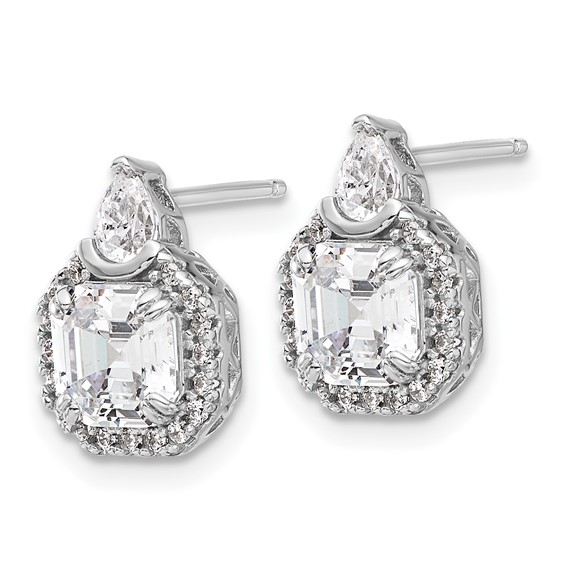 Sterling Shimmer Sterling Silver Rhodium-plated CZ 38 Stone Teardrop Post Earrings