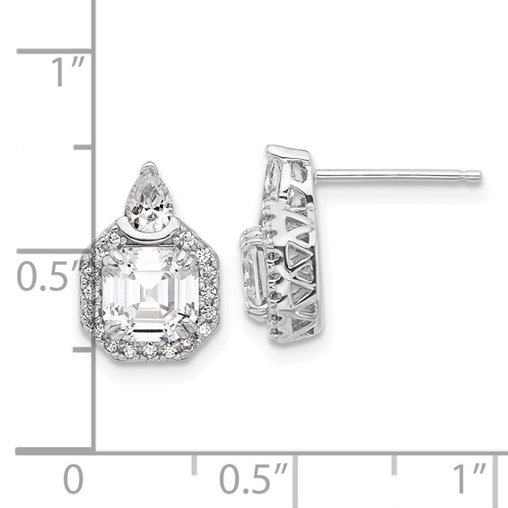Sterling Shimmer Sterling Silver Rhodium-plated CZ 38 Stone Teardrop Post Earrings