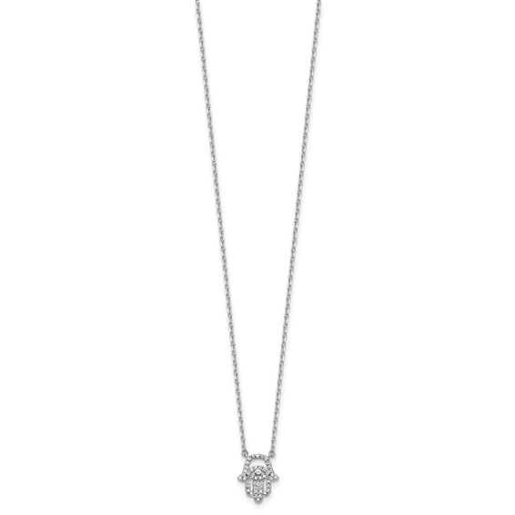 Sterling Shimmer Sterling Silver Rhodium-plated CZ 45 Stone 16 inch with 2 inch extender Chamseh Necklace