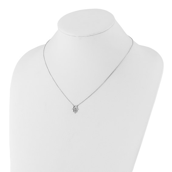 Sterling Shimmer Sterling Silver Rhodium-plated CZ 45 Stone 16 inch with 2 inch extender Chamseh Necklace