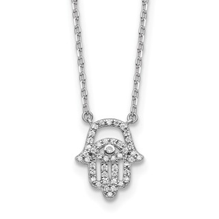 Sterling Shimmer Sterling Silver Rhodium-plated CZ 45 Stone 16 inch with 2 inch extender Chamseh Necklace