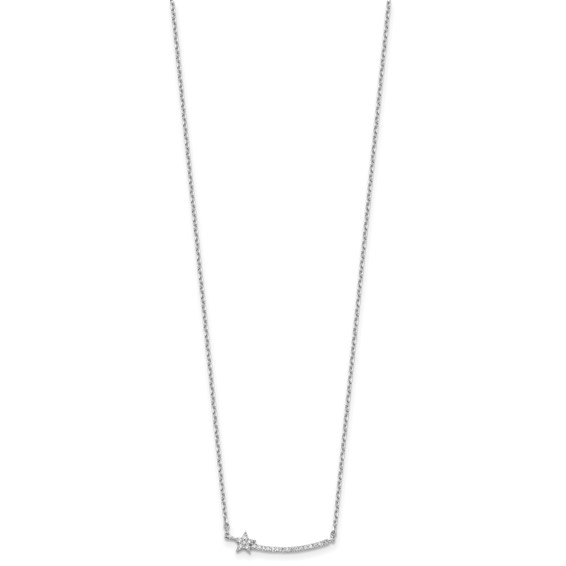 Sterling Shimmer Sterling Silver Rhodium-plated CZ 22 Stone 16 inch with 2 inch extension Star Necklace