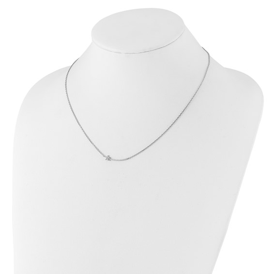 Sterling Shimmer Sterling Silver Rhodium-plated CZ 22 Stone 16 inch with 2 inch extension Star Necklace