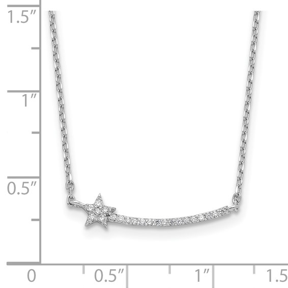 Sterling Shimmer Sterling Silver Rhodium-plated CZ 22 Stone 16 inch with 2 inch extension Star Necklace