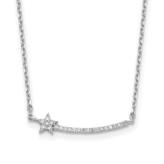 Sterling Shimmer Sterling Silver Rhodium-plated CZ 22 Stone 16 inch with 2 inch extension Star Necklace
