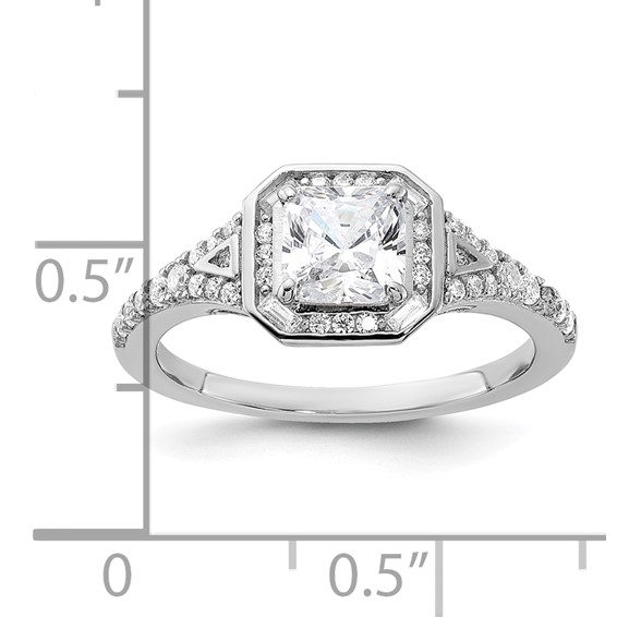 Sterling Shimmer Sterling Silver Rhodium-plated CZ 41 Stone Open Back Ring