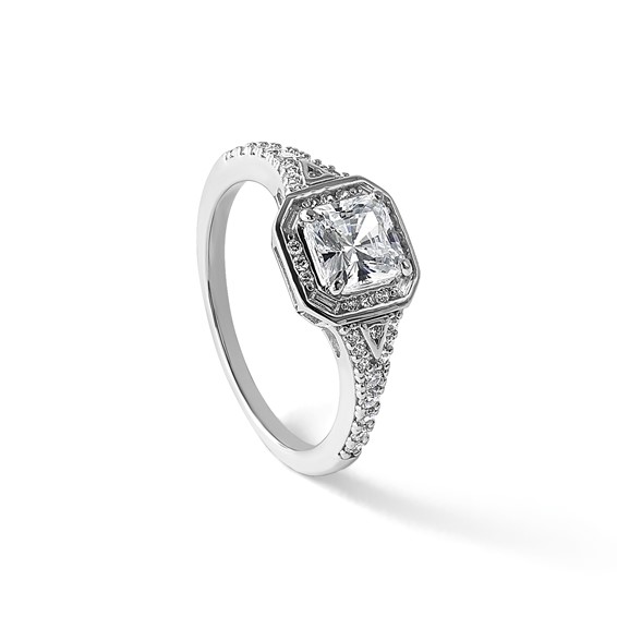 Sterling Shimmer Sterling Silver Rhodium-plated CZ 41 Stone Open Back Ring