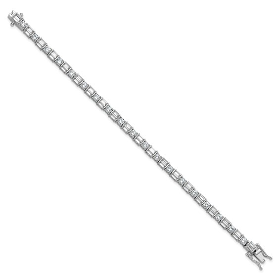 Sterling Shimmer Sterling Silver Rhodium-plated CZ 59 Stone 7.25 inch Bracelet