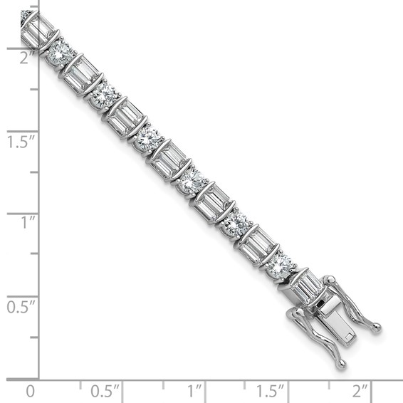 Sterling Shimmer Sterling Silver Rhodium-plated CZ 59 Stone 7.25 inch Bracelet