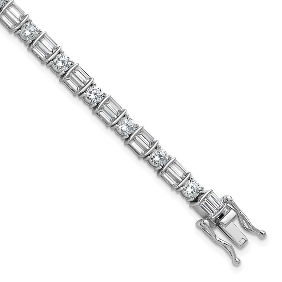 Sterling Shimmer Sterling Silver Rhodium-plated CZ 59 Stone 7.25 inch Bracelet