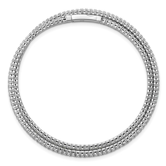 Sterling Shimmer Sterling Silver Rhodium-plated 1.75mm CZ 192 Stone Wrap Bracelet