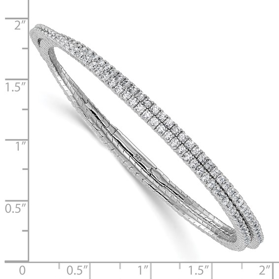 Sterling Shimmer Sterling Silver Rhodium-plated 1.75mm CZ 192 Stone Wrap Bracelet