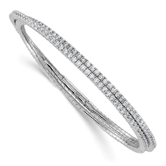 Sterling Shimmer Sterling Silver Rhodium-plated 1.75mm CZ 192 Stone Wrap Bracelet
