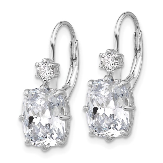 Sterling Shimmer Sterling Silver Rhodium-plated CZ 4 Stone Leverback Earrings