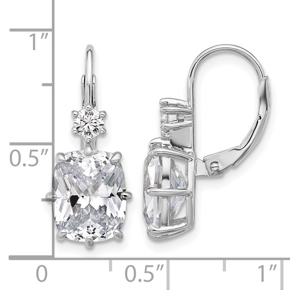 Sterling Shimmer Sterling Silver Rhodium-plated CZ 4 Stone Leverback Earrings