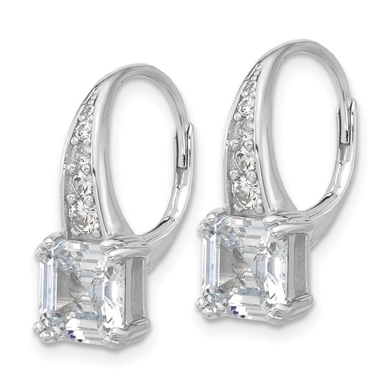 Sterling Shimmer Sterling Silver Rhodium-plated CZ 12 Stone Leverback Earrings