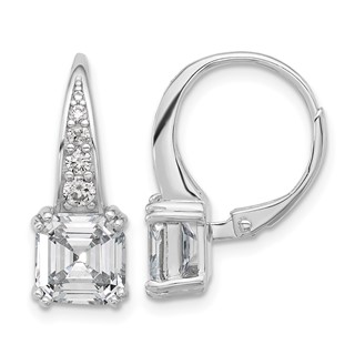 Sterling Shimmer Sterling Silver Rhodium-plated CZ 12 Stone Leverback Earrings